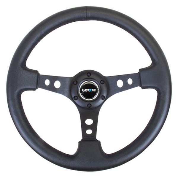 Nrg NRG RST-006BK Spoke & Circle Cutouts Reinforced Steering Wheel; Black Leather with Black - 350 mm RST-006BK - main